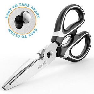 Kitchen Scissors Heavy Duty, KAIKING Come Apart Multifunctional Shears Stainless Steel, Professional Ultra Sharp for Kitchen Poultry, Meat, Fish, Herbs, Vegetables, BBQ (Black & White)