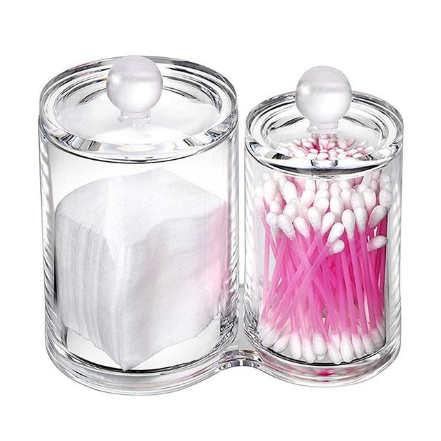 Cq acrylic Multifunctional Home Decor for Cotton Swabs Organizer and Cotton Balls Storage,5.4 x3.1x 5.1,Pack of 1