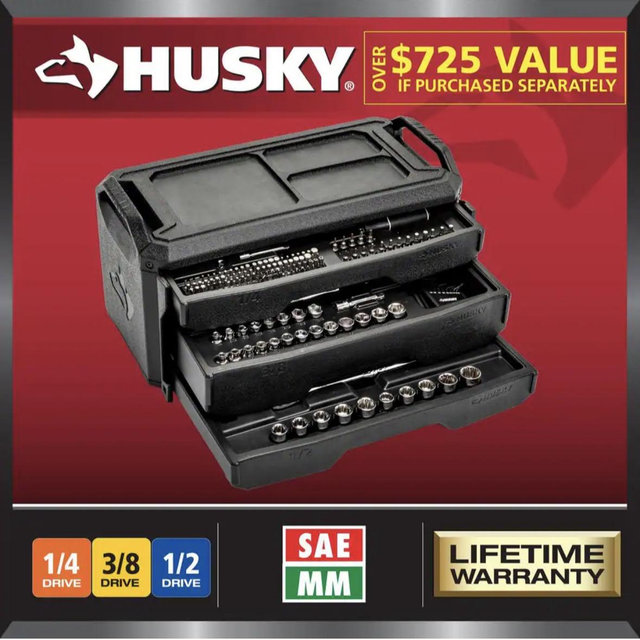 Husky 280-Piece SAE/Metric Mechanics Tool Set with Tool Box H280MTS
