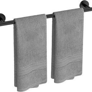 USHOWER Matte Black Towel Bar, 24-Inch Towel Rack for Bathroom Wall Mounted, Thicken SUS304 Stainless Steel Towel Rod Modern Home Decor (Total Length 26-Inch)