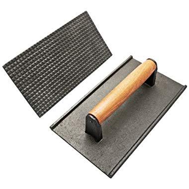 New Star Foodservice 42542 Extra Heavy Large Commercial Grade Iron Steak Weight/Bacon Press, 9.25-Inch by 5.25-Inch