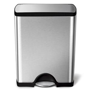 simplehuman 50 Liter / 13.2 Gallon Stainless Steel Rectangular Kitchen Step Trash Can, Brushed Stainless Steel
