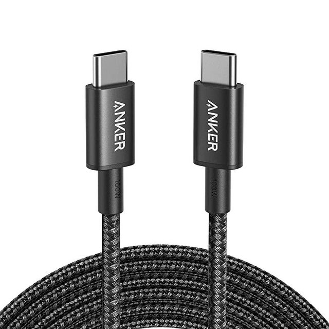 Anker New Nylon USB C to USB C Cable 100W 10ft, USB 2.0 Type C Charging Cable Fast Charge for MacBook Pro 2020, iPad Pro 2020, iPad Air 4, Galaxy S20, Google Pixel, Switch, and More(Black)