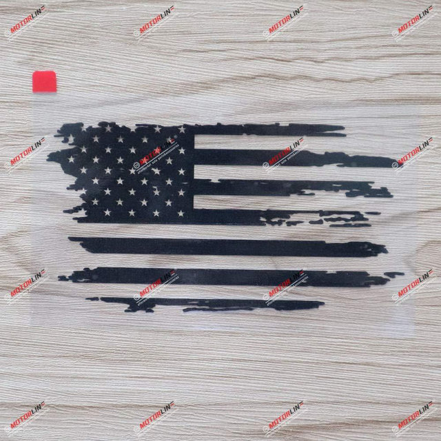 6'' Black USA American Flag Decal Sticker Car Vinyl die Cut no bkgrd Distressed