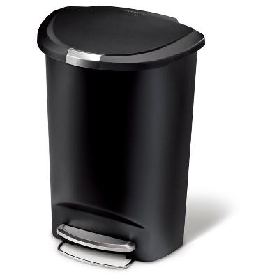 Simplehuman studio 50 Liter Semi-Round Step Trash Can, Black Plastic