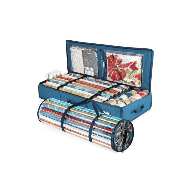 Hearth & Harbor Christmas Wrapping Paper & Holiday Accessories Storage Container -Small & Medium, Fits Up to 36 Rolls of 40"