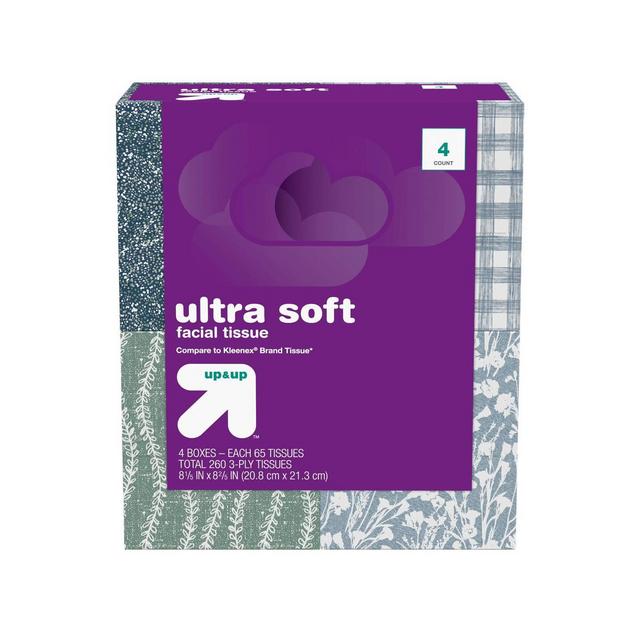 Ultra Soft Facial Tissue Upright - 4pk/65ct - up & up™