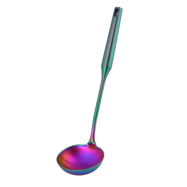 BuyGo Rainbow Soup Pan Ladle, Stainless Steel Kitchen Utensil Large Soup Spoon for Cooking, Matte Polosh, Heat Resistant & Dishwasher Safe