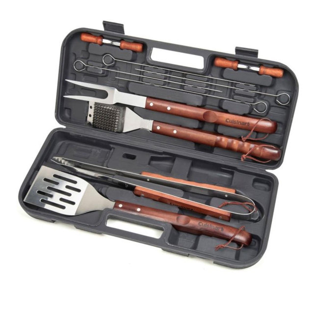 13-Piece Wooden Handle Grill Tool Set
