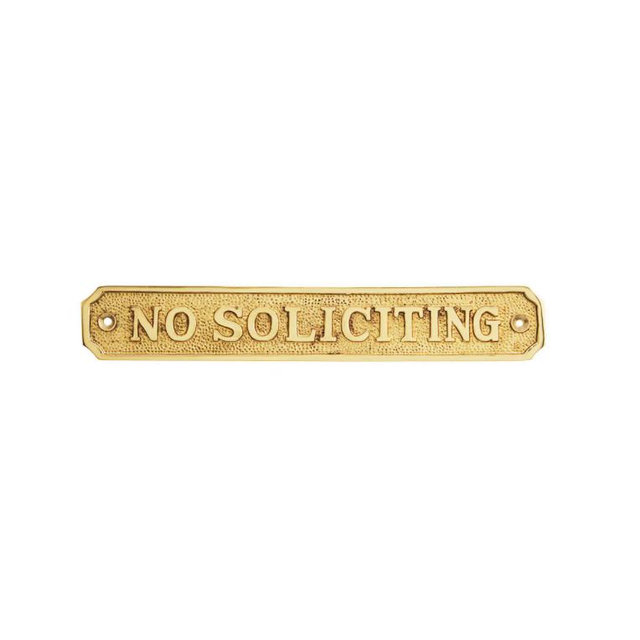 Cast Brass "No Soliciting" Sign