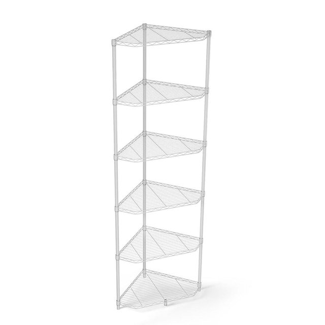 Metal Shelf Pentagonal 6 Tier NSF Adjustable Corner Wire Shelving Unit, Heavy Duty 72"H x 20"L x 20"D, 600lbs Capacity Storage Rack with Shelf Liners for Kitchen Garage Office Etc Room Corner-White