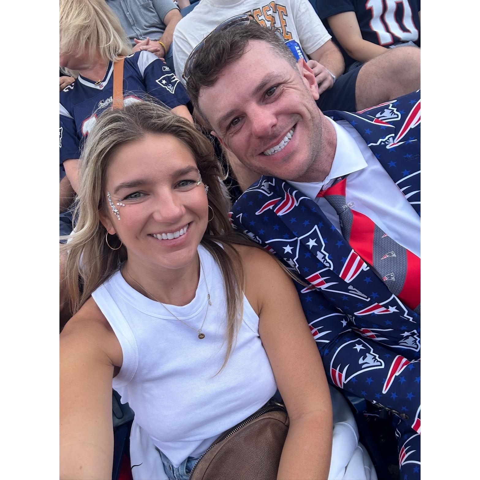 Nashville, TN - Our first Pats game together. Matt organizes a Patriot's game every year at a new city and suits up! (November 2024)