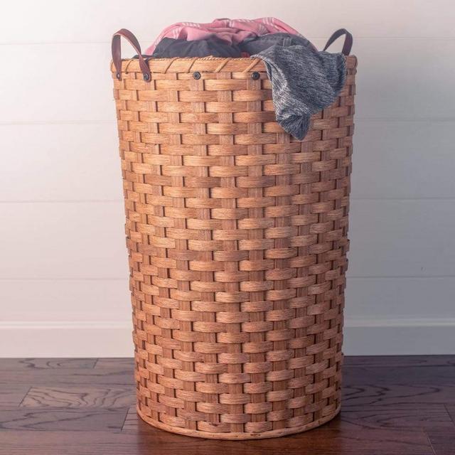 Wicker Hamper | Extra-Large Round Woven Laundry Basket w/Lid