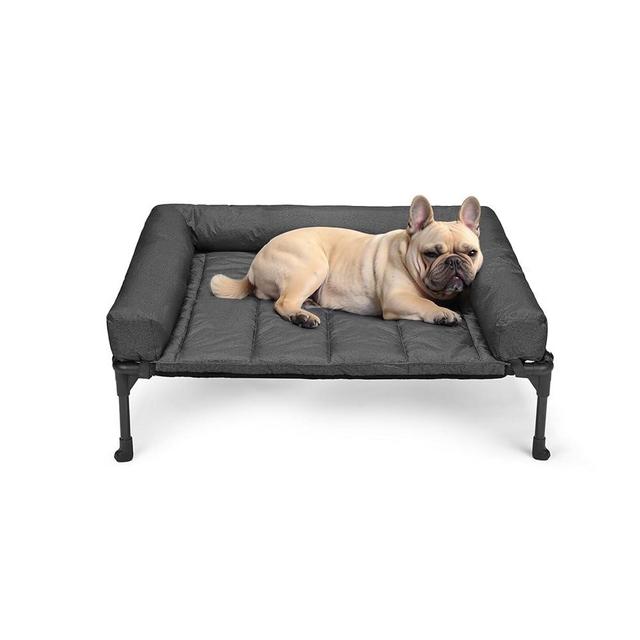 Veehoo Cooling Elevated Dog Bed + Waterproof Removable Pillow-Top Mat, Bolster Dog Cot Bed, Raised Dog Bed with Breathable Mesh, No-Slip Feet, Dog Sofa Bed for Indoor & Outdoor, Medium, Black CWC2331B