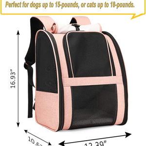Texsens Pet Carrier Backpack with Window, Pink, x2