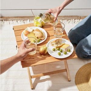 Mikel Customs Fold-Up Wooden Picnic Table & Carrier, Cherry Wood, Metal