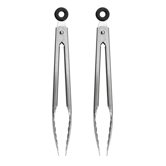 Tovolo Elements 7" Mini Stainless Steel Tongs, Set of 2