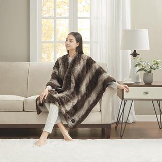 Zuri Faux Fur Heated Wrap with Built-in Controller