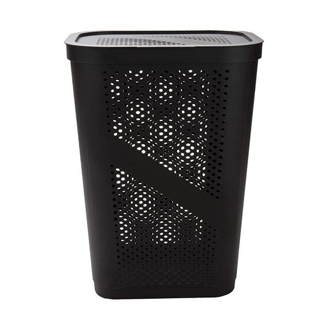 Mind Reader Perforated Plastic Laundry Basket 60 Liter/16 Gallon, Lightweight Hamper, Brown