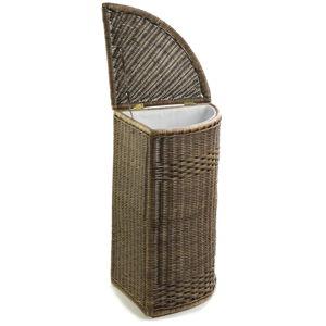 Corner Wicker Laundry Hamper (Antique Walnut Brown)