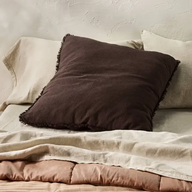 Euro Heavyweight Linen Blend Throw Decorative Pillow Dark Fig - Casaluna™