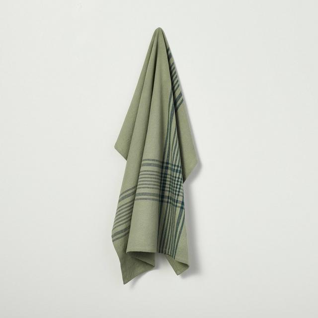 Open Plaid Flour Sack Kitchen Towel Green/Navy - Hearth & Hand™ with Magnolia