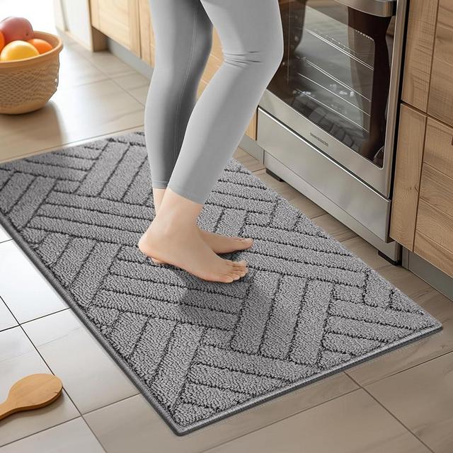 JEEDOVIA Kitchen Rugs Non Slip Kitchen Mats for Floor Kitchen Runner Rug, 20"x31.5"Grey Absorbent Resist Dirt Comfort Standing Mat for Entryway,Hallway, Front of Sink, Machine Washable