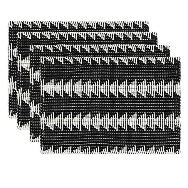 KIMODE 4 Pack Cotton Placemats 14 in x 19 in, Farmhouse Handmade Woven Stripe Placemat for Dinner Parties, Machine Washable Kitchen Dining Place Mats for Indoor Outdoor Minimalist Home Décor, Cedar