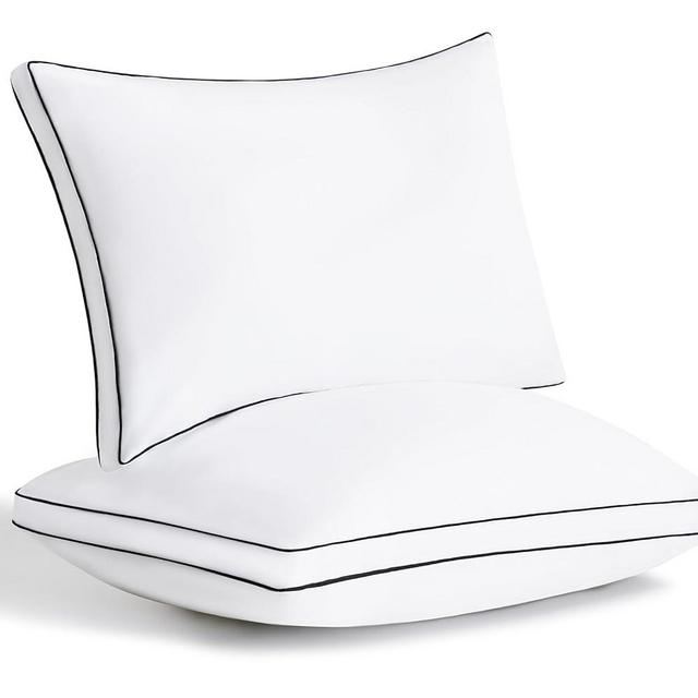 CozyLux Pillows Queen Size Set of 2, Soft and Supportive 3D Down Alternative Bed Pillow for Sleeping 2 Pack White, Luxury Hotel Quality Gusseted Bedding Pillow for Back, Stomach or Side Sleepers 18x28