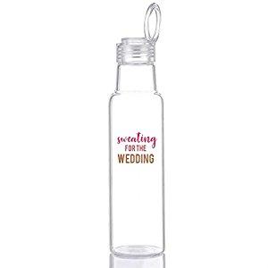 Mad2Order Bridal Ring Top Glass Water Bottle Gift for Bride Clear 18 oz