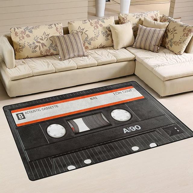 WOZO Old Cassette Tape Music Area Rug Rugs Non-Slip Floor Mat Doormats for Living Room Bedroom 60 x 39 inches