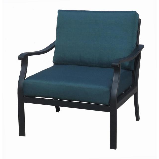 Riley Stationary Metal Steel Outdoor Lounge Chair with Charleston Cushions (2-Pack)