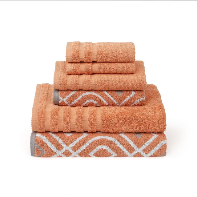 Modern Threads Oxford 6-pc Yarn Dyed Jacquard/Solid Towel Set, Coral