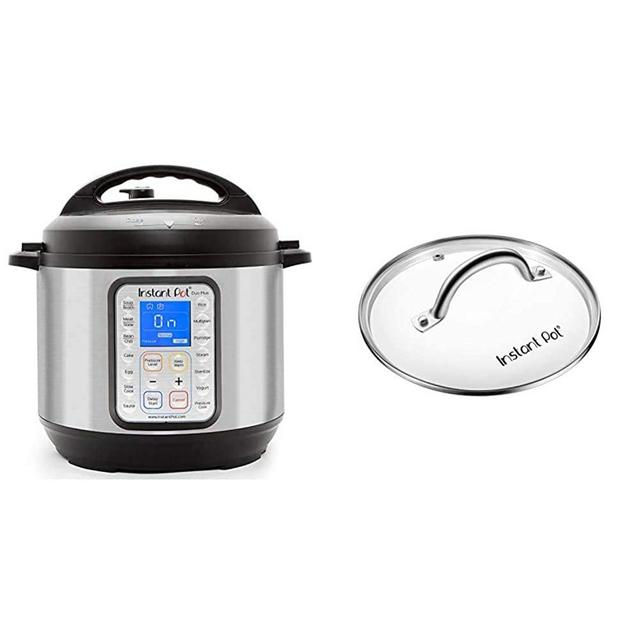 Instant Pot Duo Plus 9-in-1 Electric Pressure Cooker, Sterilizer, Slow Cooker, Rice Cooker, Steamer, Saute, 8 Quart, 15 One-Touch Programs & ant Pot Tempered Glass lid, Clear 10 Inch (26 cm) 8 Quart