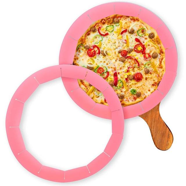 QUWOLACE Adjustable Silicone Pie Crust Shield, Pie BPA-free Pie Crust Protector Cover Kitchen Tool for Baking Pie Pizza, Fit 8-10.7 Inch Pies- Dishwasher Safe (Pink)
