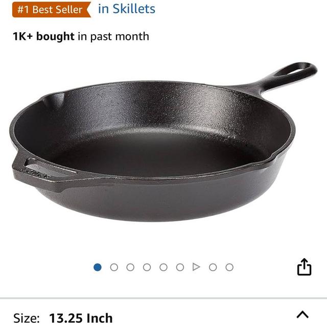 Lodge 13-1/4 Inch Cast Iron Pre-Seasoned Skillet – Signature Teardrop Handle - Use in the Oven, on the Stove, on the Grill, or Over a Campfire, Black