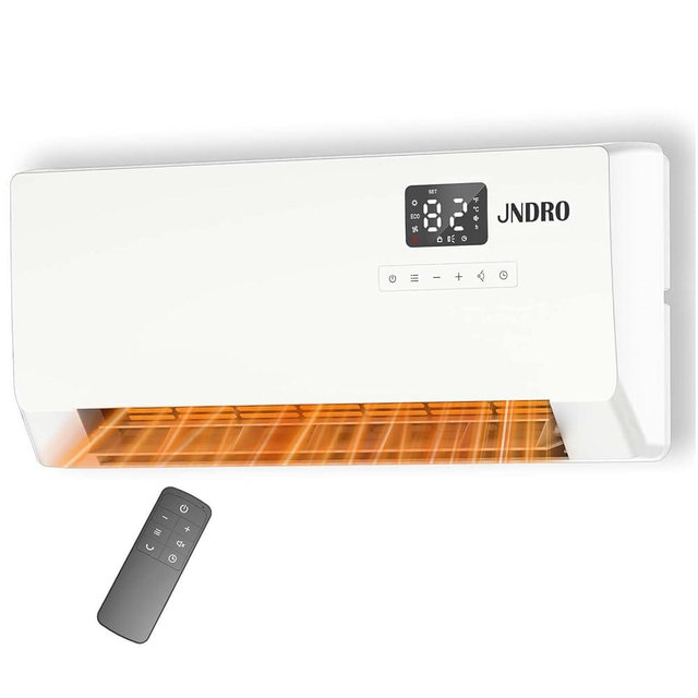 24-Inch Wall Mounted Electric Heater - 1500W Indoor Space Heater with LED Display, 3 Heat Settings, Oscillating Fan, Electric Heater for Bedroom Office Bathroom