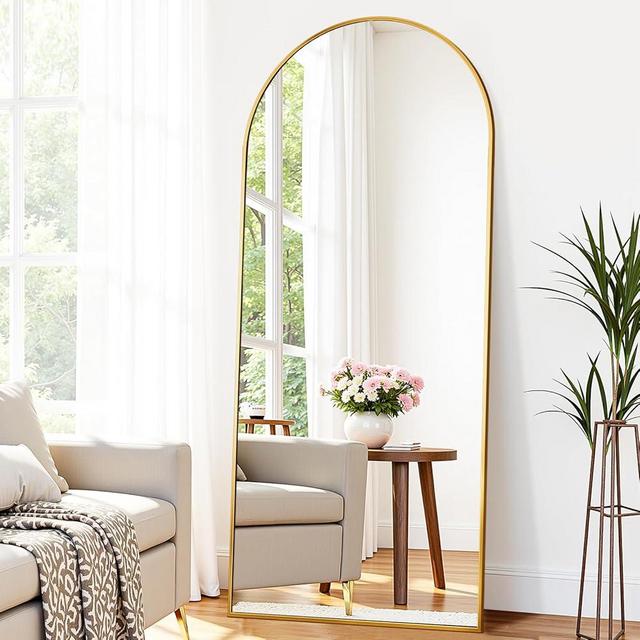 Suidia Arched Full Length Mirror, 59"x19" Floor Mirror Freestanding, Floor Standing Full Body Mirror with Stand for Bedroom, Hanging Mounted for Living Room Cloakroom, Gold