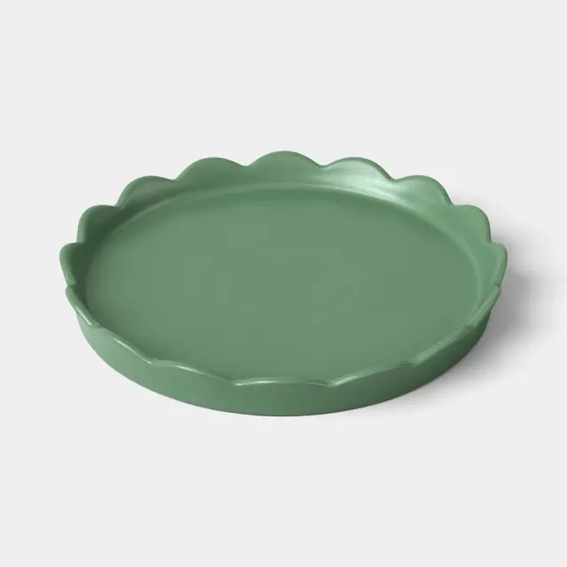 Round Scalloped Ceramic Tray Green - Room Essentials™