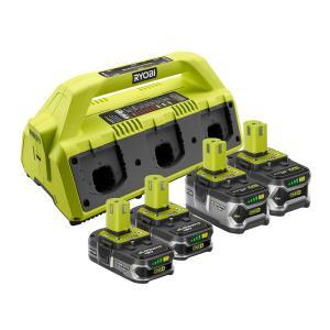 18-Volt ONE+ 6-Port Dual Chemistry Super Charger and 4-Pack Lithium-Ion Batteries Kit (2 x 4.0Ah and 2 x 1.5Ah Lithium+)