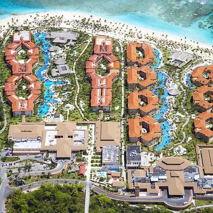 An aerial view of the resort