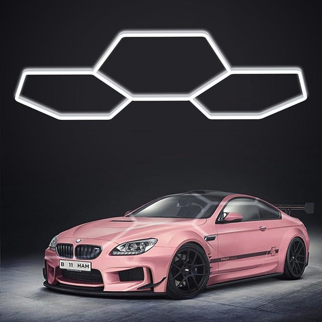 Hexagon Garage Lights: 6500K Cool White 3 Grid Hex LED Garage Light, 16 Packs LED Light, Super Bright Honeycomb Hexagon Ceiling Llight for Garage Car Detailing Workshop Basement Gym Barber