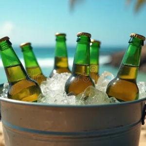 Bucket of beer somewhere on a beach