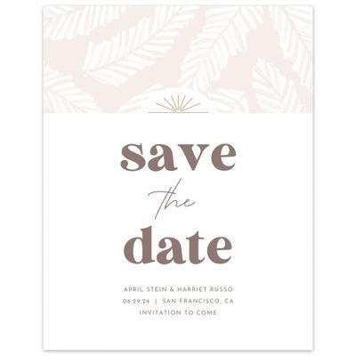 Beige Greenery Wedding Digital Save the Date - Tucana Portrait