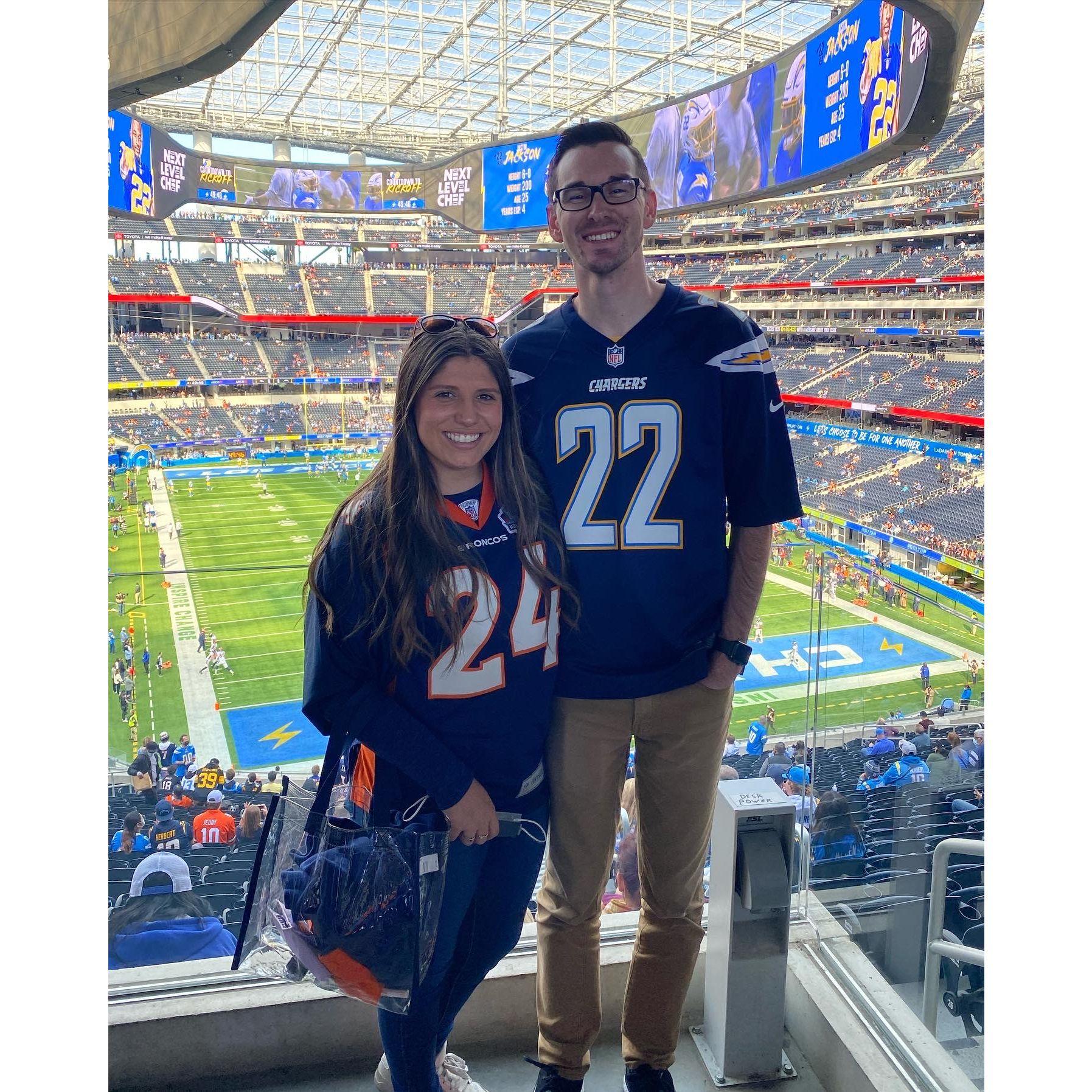 Chargers Vs. Broncos at Sofi Stadium in Los Angeles, California.