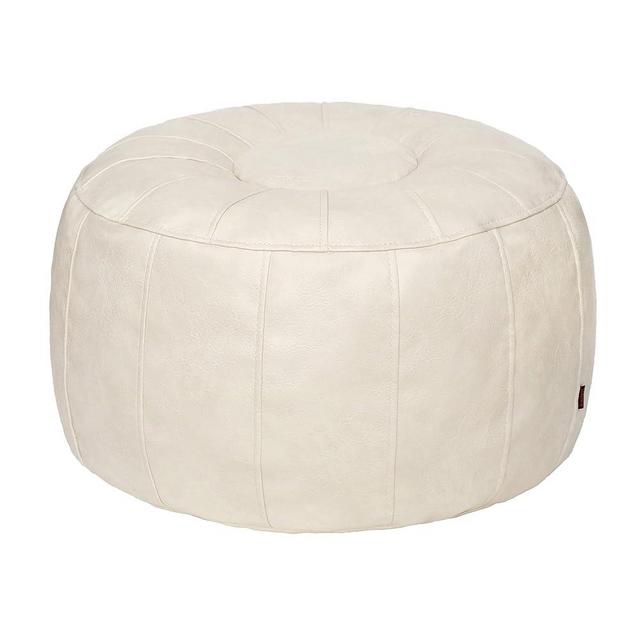 Thgonwid Unstuffed Moroccan Ottoman Pouf Cover, Ottoman Footstool Storage Solution, Bean Bag Chair, Foot Rest, Ivory White