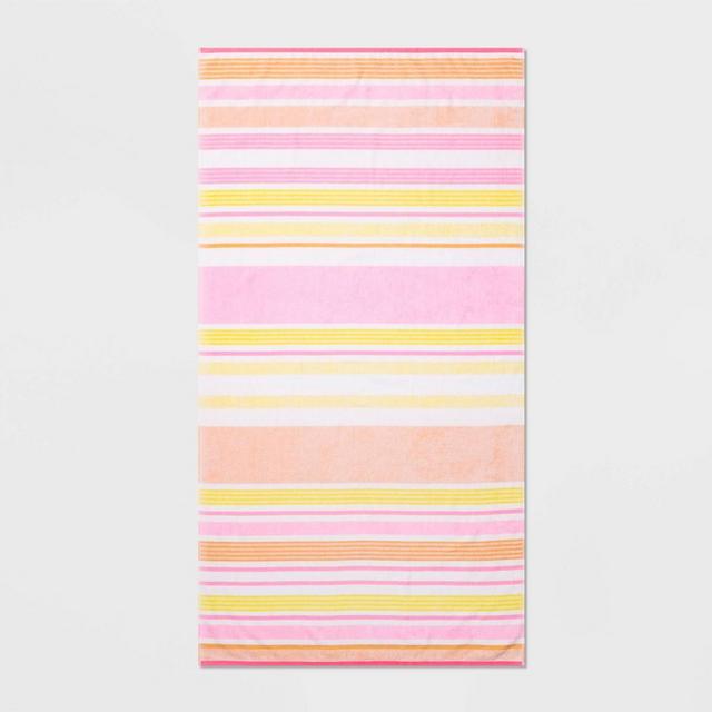 XL Warm Horizontal Striped Beach Towel - Sun Squad™