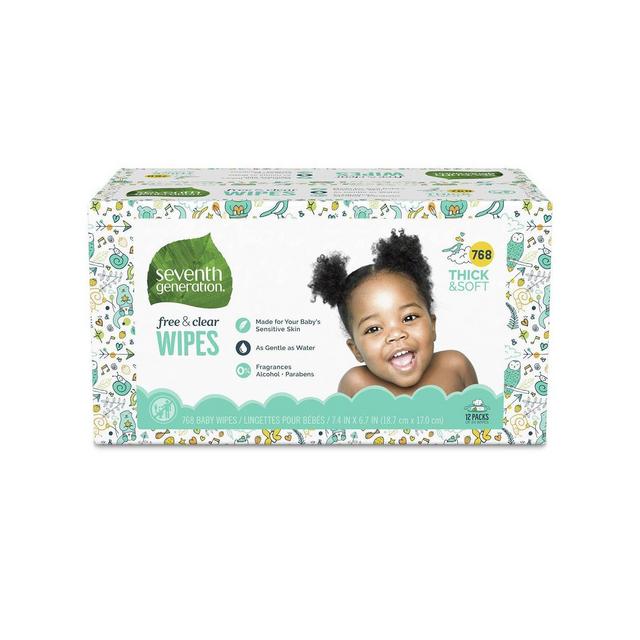 Seventh Generation Baby Wipes with Dispenser Free and Clear - 768ct