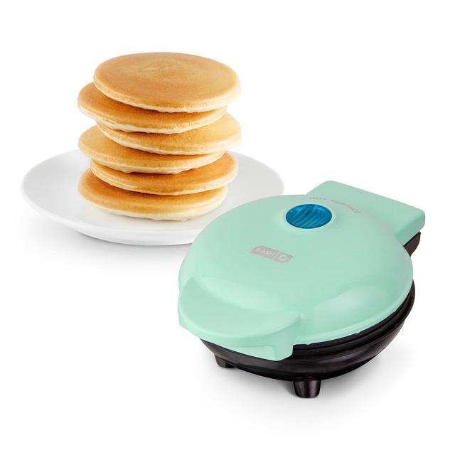 Dash Mini Maker Electric Round Griddle for Individual Pancakes, Cookies, Eggs other on the go Breakfast, Lunch Snacks with Indicator Light + Included Recipe Book - Aqua