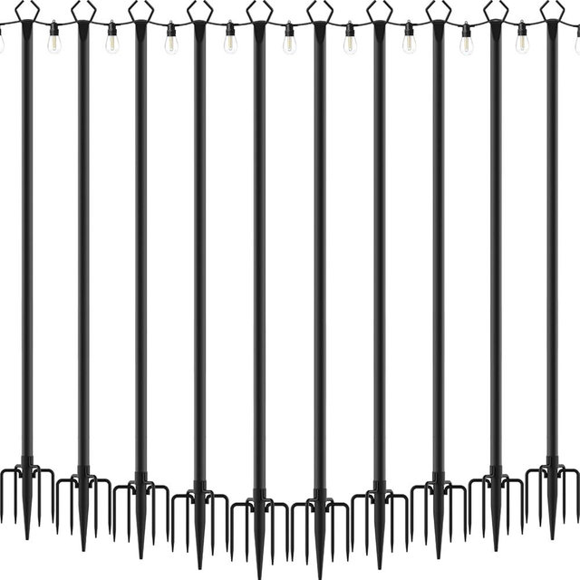 AILBTON 10 Pack 10Ft String Light Poles,Light Poles for Outside String Lights,Outdoor Light Poles with Fork,Metal Pole Stand for Patio,Backyard,Deck